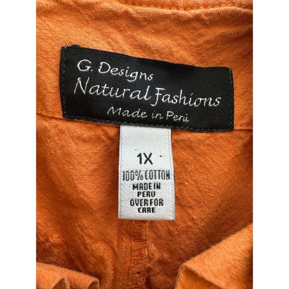 G Designs Natural Fashions Womens Boho Studded Jacket Size 1X Ruffle Orange Fall - Picture 8 of 14